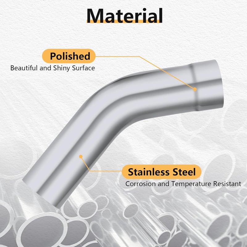 LCGP 45 Degree Exhaust Tube 3.5"OD Made of High Quality Mild Steel DIY Exhaust Pipe - Image 4